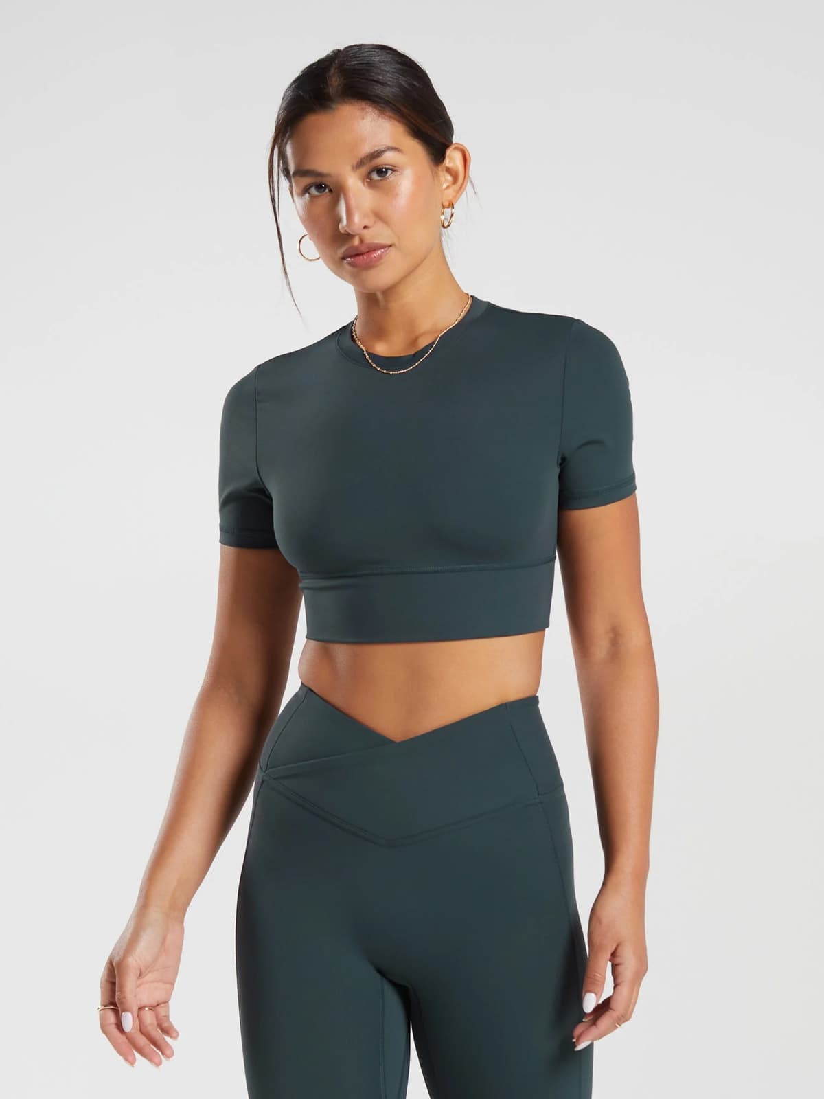 Crossover Short-Sleeve Crop Top